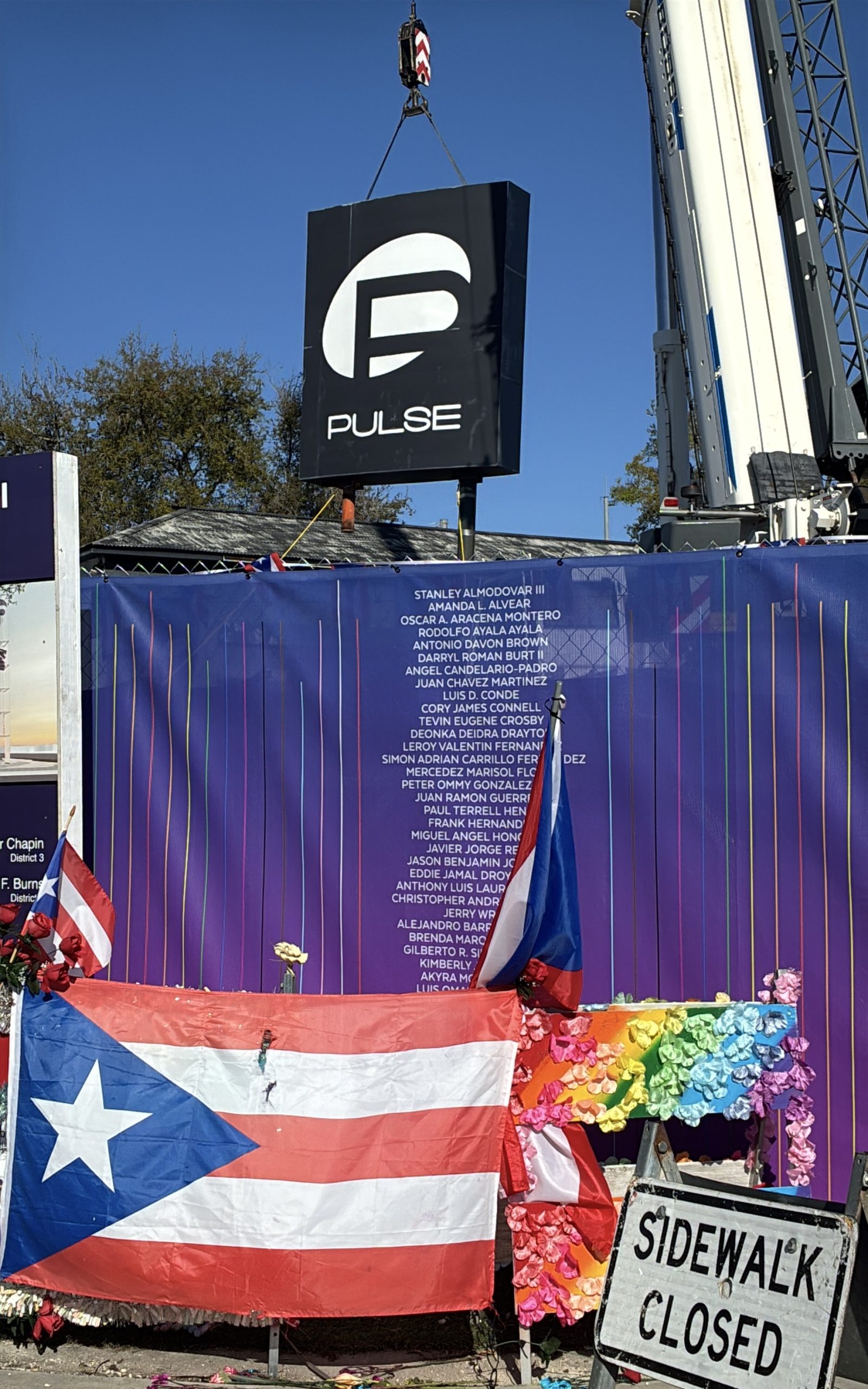 Pulse nightclub sign taken down for construction of memorial